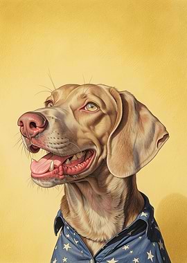 Dog Wearing a Star-Spangled Shirt