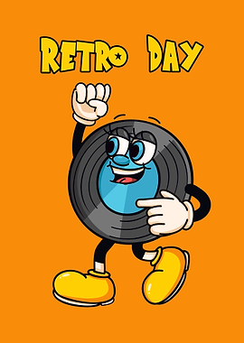 Retro Day Vinyl Record Character