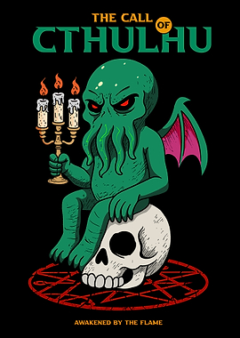 Cthulhu with Candlestick and Skull