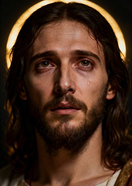 Jesus Crying with Halo
