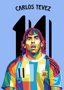 Carlos Tevez Pop Art Portrait