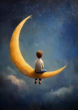 Boy on a Crescent Moon