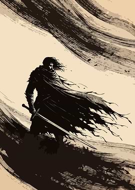 Dark Warrior with Sword Art