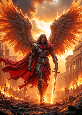 Fiery Angel Warrior with Sword