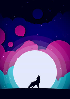 Wolf howling at the moon