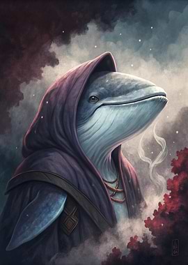 Whale Wizard in Hooded Robe