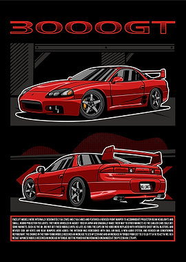 Red Mitsubishi 3000GT Sports Car