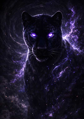 Mystical Black Panther with Glowing Eyes