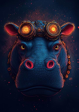 Steampunk Hippo Portrait