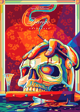 Django Unchained Skull Pop Art Poster