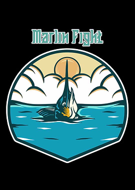 Marlin Fight Fishing Illustration