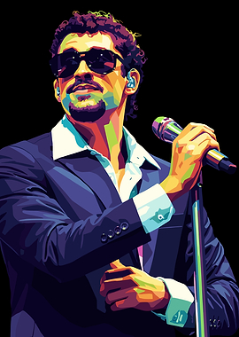 Singer with Sunglasses and Microphone