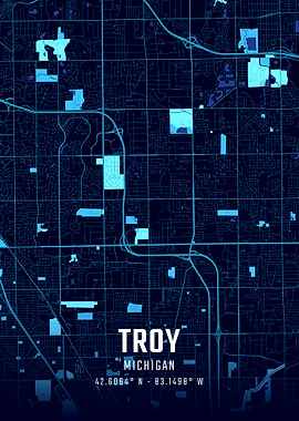 Troy Michigan Midnight City Map