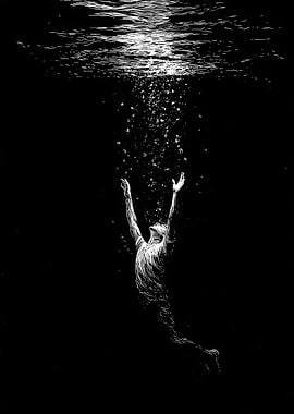 Person drowning reaching for light