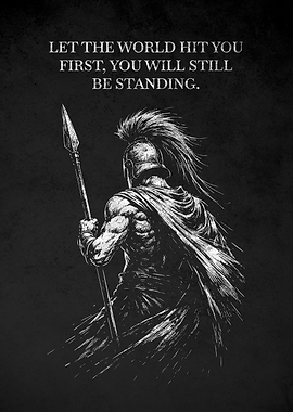 Spartan Warrior with Standing Quotes