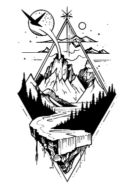 Geometric Landscape with Floating Island