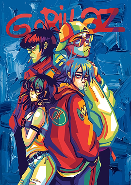 Gorillaz Band Pop Art painting