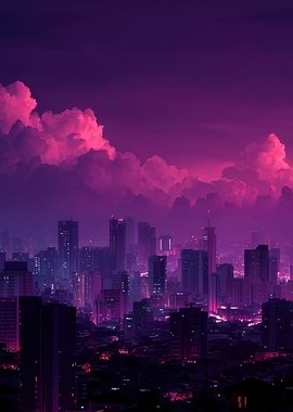 Cyberpunk Cityscape at Dusk