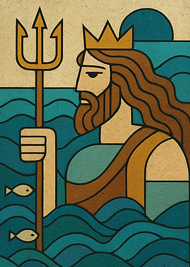 Neptune with Trident and Fish