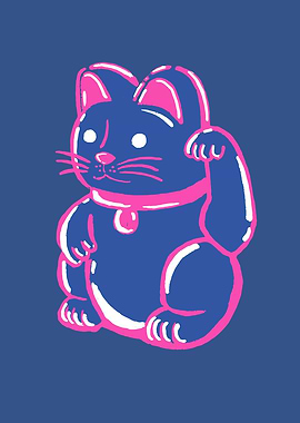 Maneki Neko Cat Illustration