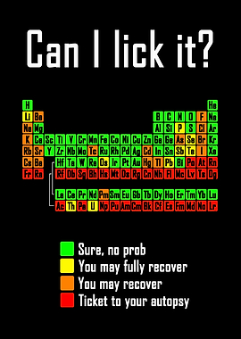 Can I lick it? Funny Periodic Table pun for lab decor scientists chemists researchers