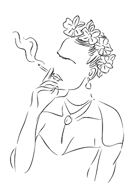 Woman Smoking with Flowers
