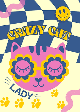 Crazy Cat Lady Retro Design