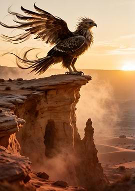 Majestic Eagle on Cliff at Sunset