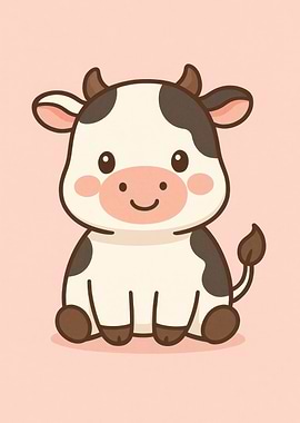 Cute Kawaii Cartoon Cow