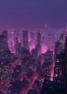 Neon Cityscape at Night