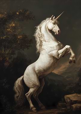 Majestic White Unicorn in a Forest