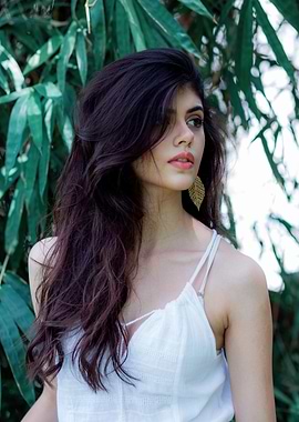 sanjana sanghi in white dress with leaf earring