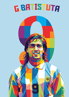 Gabriel Batistuta Pop Art Portrait