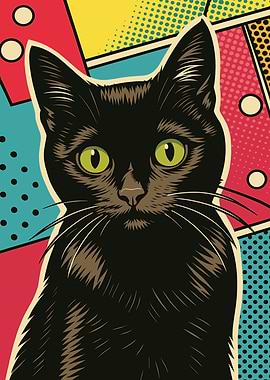 Pop Art Black Cat Portrait