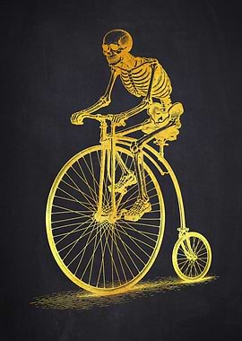 Skeleton Riding a Penny-Farthing Bicycle