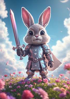Brave Little Bunny Knight – Cute Fantasy Bunny Wall Art