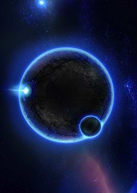 Alien Planet with Moon and Nebula