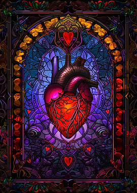 Anatomical Heart Stained Glass