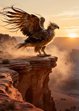 Majestic Eagle on Cliff at Sunset
