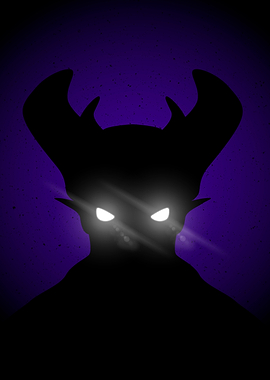 Silhouette of a Demon with Glowing Eyes