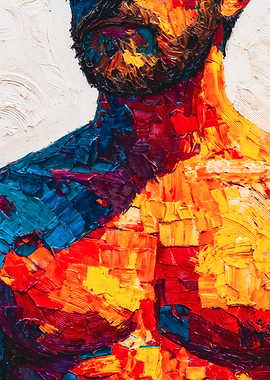 Abstract Textured Male Figure Painting