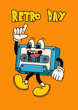 Retro Day Cassette Tape Character