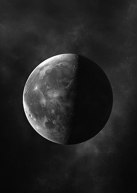 Half-lit Moon in Space