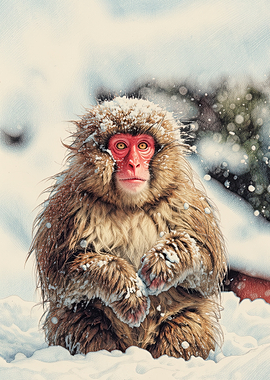 Snow Monkey in Winter