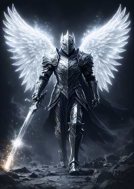 Angelic Knight with Glowing Sword