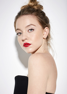 Sydney Sweeney Red Lips Portrait
