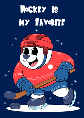 Polar Bear Playing Hockey