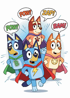 Bluey and friends as superheroes