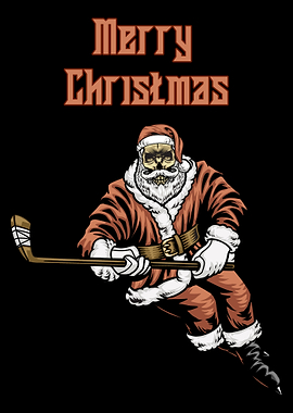 Zombie Santa playing hockey