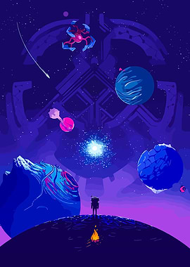 Astronaut Gazing at Cosmic Landscape